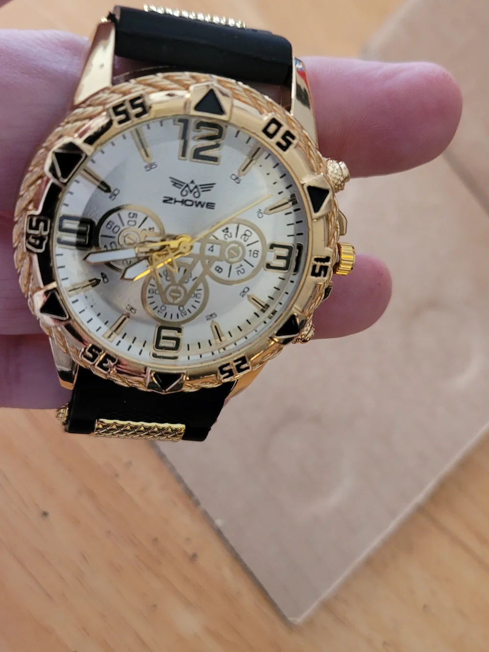 Howe Gold-Tone Chronograph Men's Watch with Black Strap
